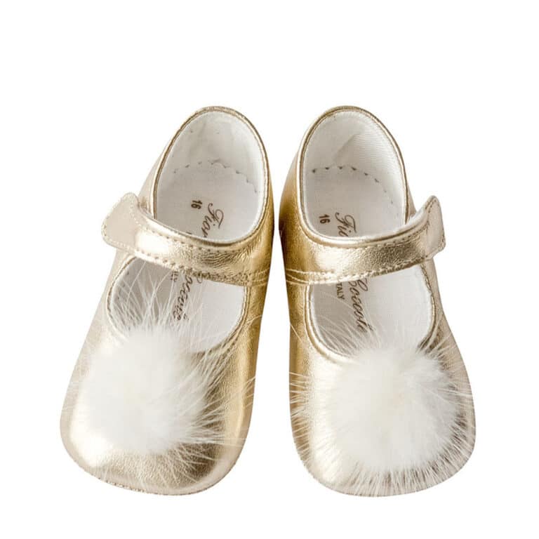 Ballerine Neonata Oro con pompon - Coccole Store