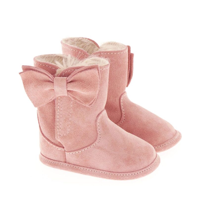 Stivaletto neonata in crosta con fiocco