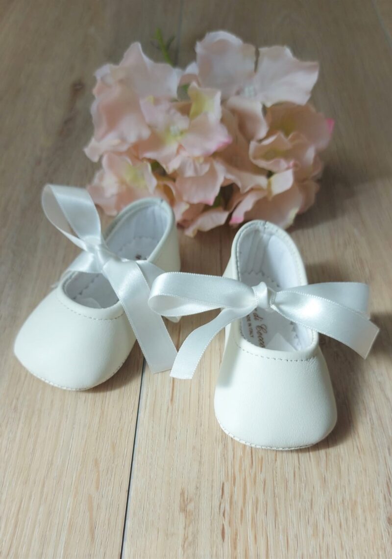 Ballerina Neonata Battesimo Nappa con nastro raso