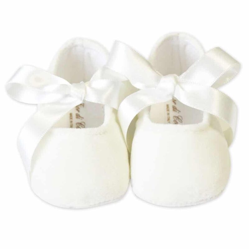 Ballerine Neonata in Velluto con fiocco raso
