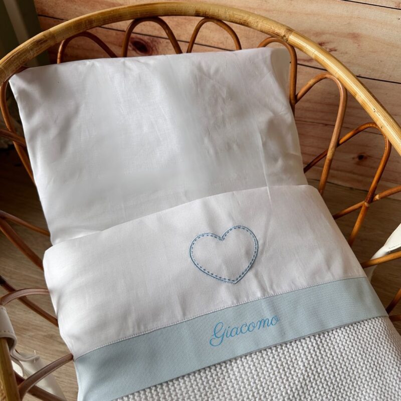 Lenzuolino neonato personalizzato Culla Cuore in quattro colori