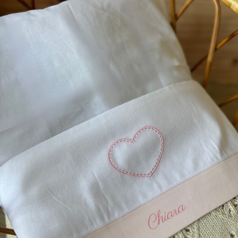 Lenzuolino neonato personalizzato Culla Cuore in quattro colori