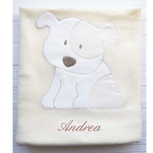 Copertina Personalizzata in maglia cagnolino Billy