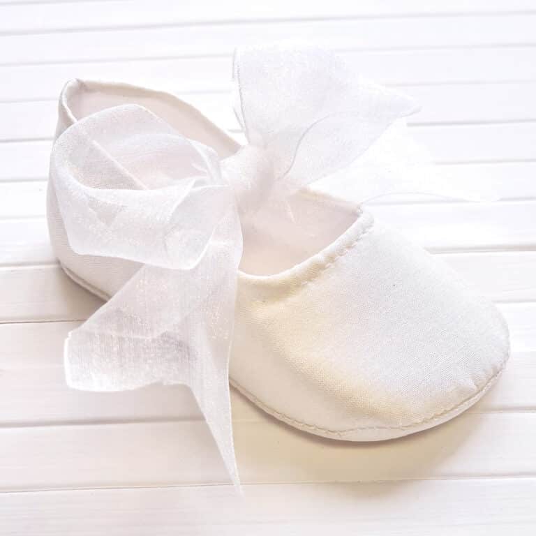 Ballerina Neonata Battesimo in seta con nastro organza - Coccole Store