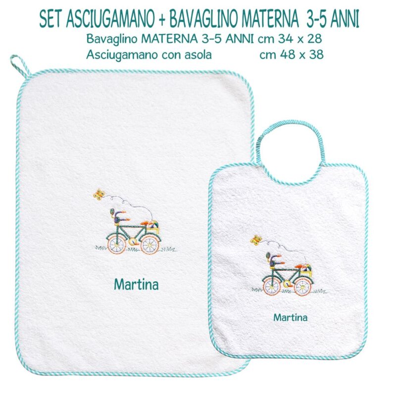 Bavaglino e Asciugamano Personalizzati Materna Bicicletta - immagine 2
