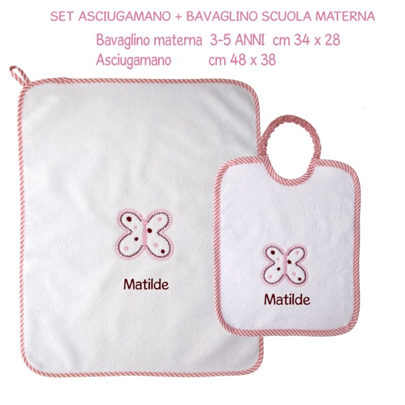 Bavaglino e Asciugamano Personalizzati Materna Farfalla - immagine 2