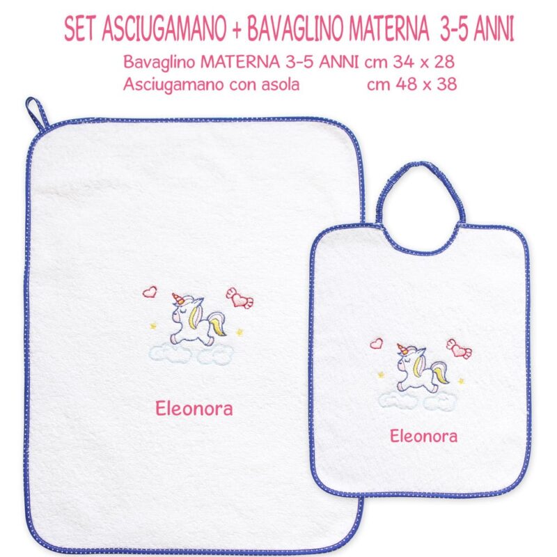 Bavaglino e Asciugamano Personalizzati Materna Unicorno - immagine 2