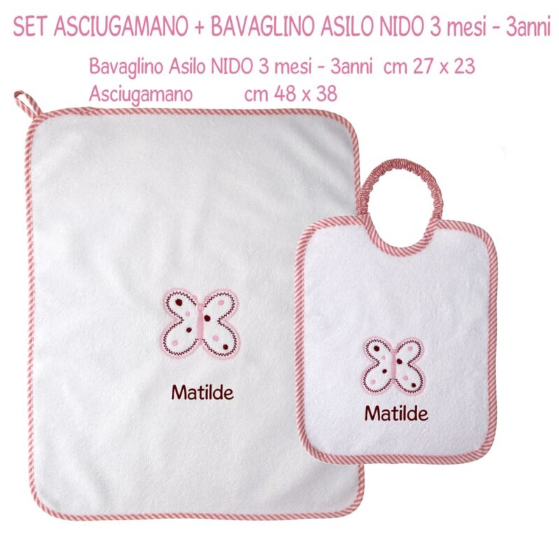 Bavaglino e Asciugamano Personalizzati Asilo Nido Farfalla - immagine 2
