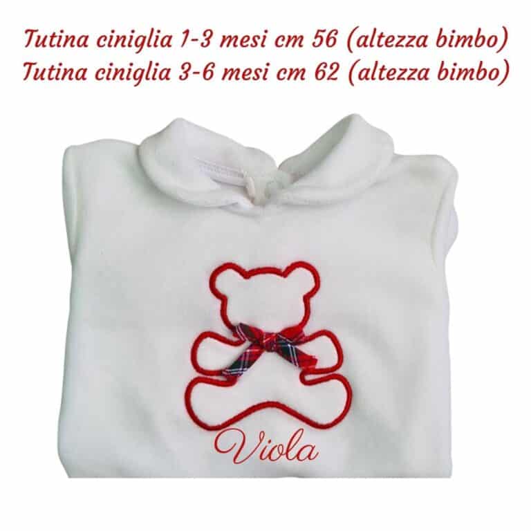Tutina Neonato Personalizzata CINIGLIA Rossa Orsetto Oro - Coccole Store