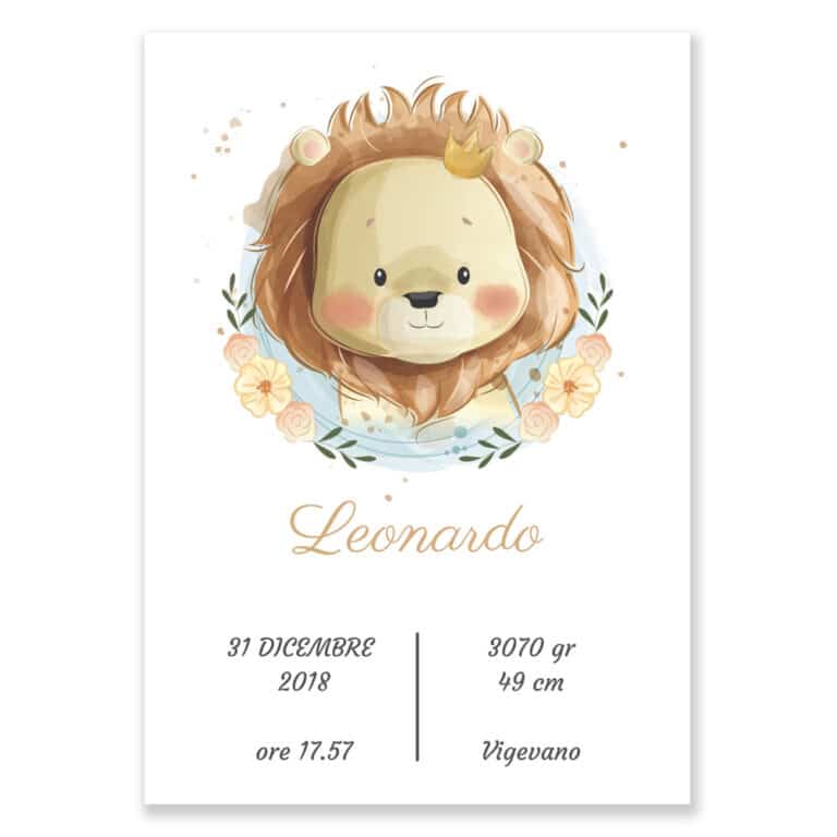 Quadretto Nascita Personalizzato Leoncino