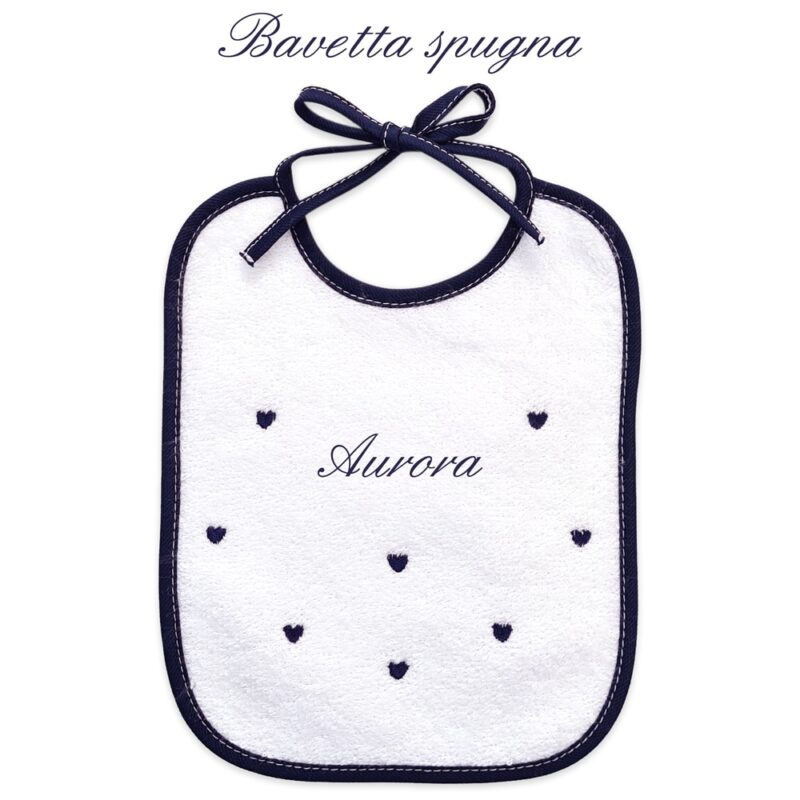 Bavaglino neonato personalizzato Cuoricini in spugna
