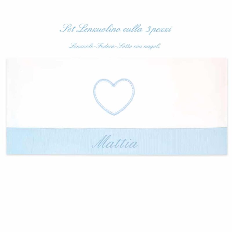 Lenzuolino personalizzato lettino Cuore in quattro colori