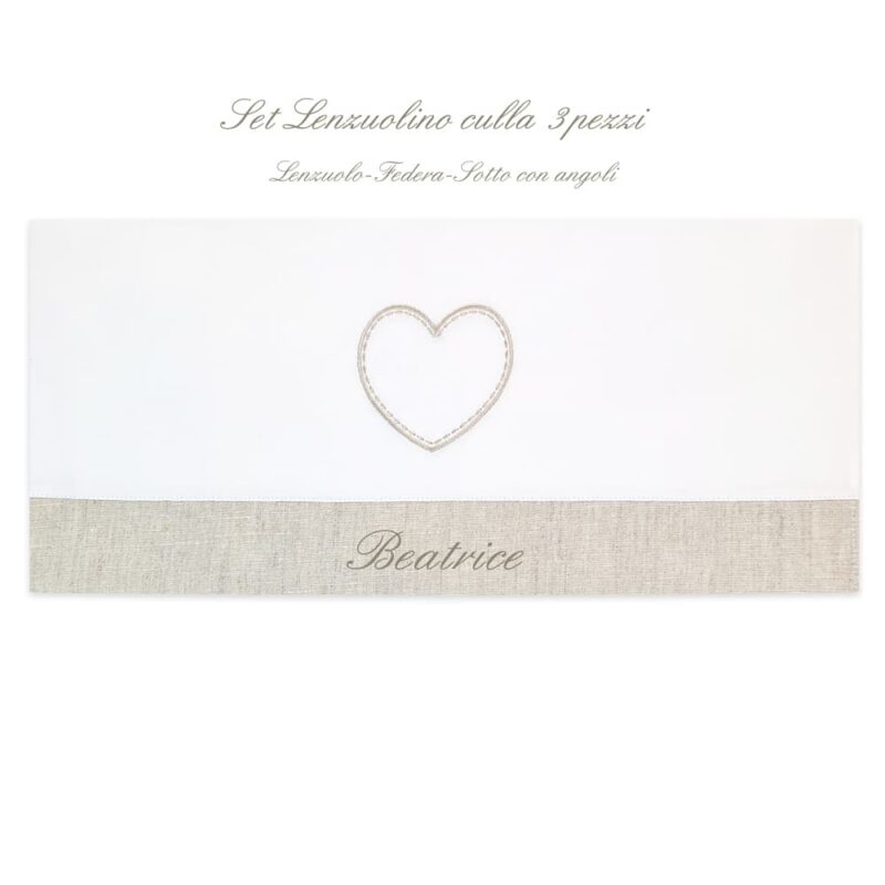 Lenzuolino personalizzato lettino Cuore in quattro colori