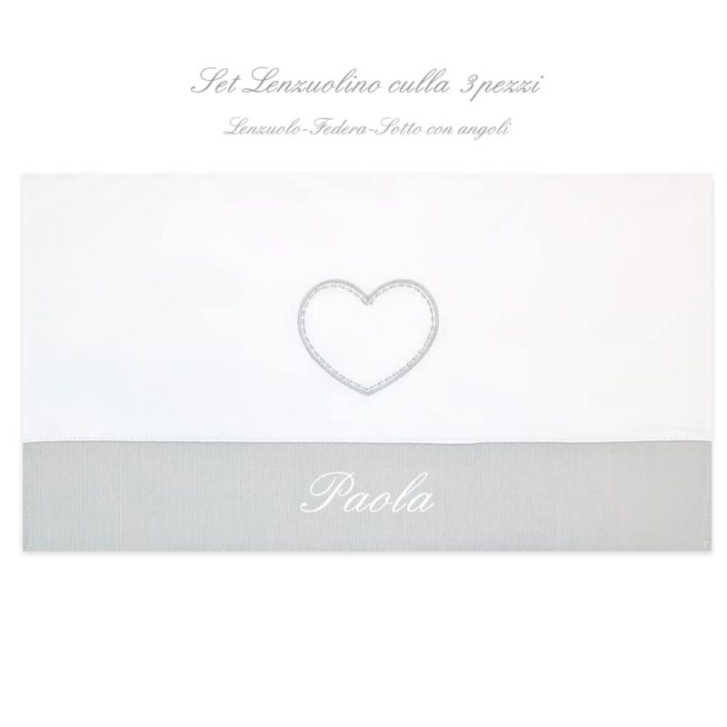 Lenzuolino personalizzato lettino Cuore in quattro colori