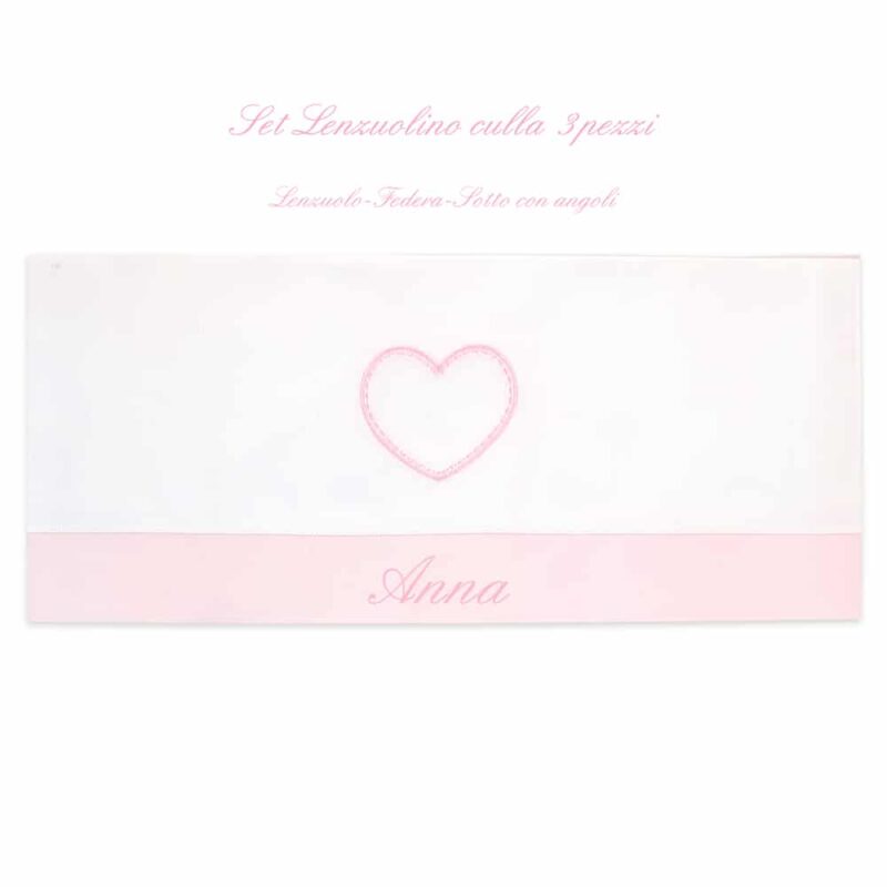 Lenzuolino personalizzato lettino Cuore in quattro colori