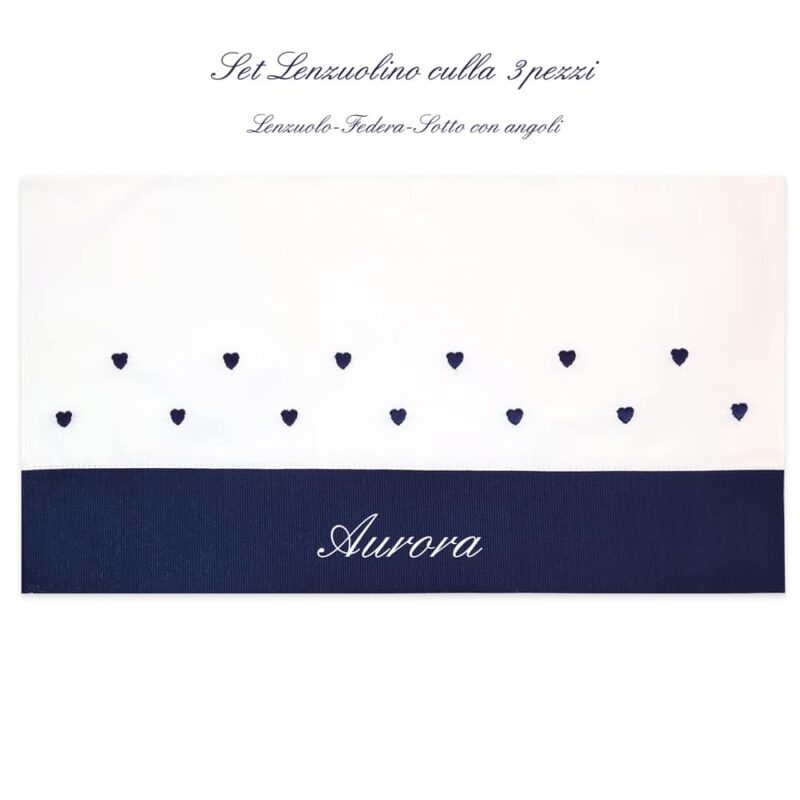 Lenzuolino personalizzato Culla cuoricini in cinque colori