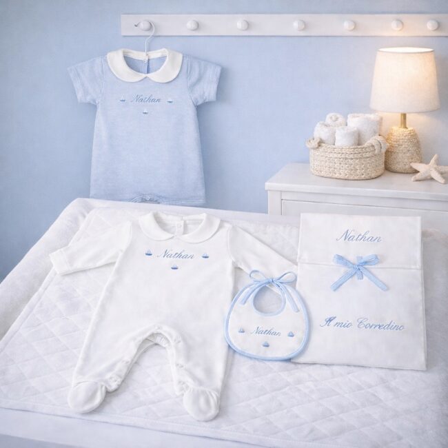Corredino Personalizzato Nascita Barchetta - 3 pezzi