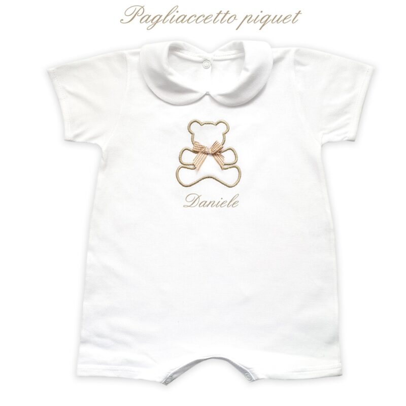 Pagliaccetto Personalizzato Neonato COTONE ORSETTO in cinque colori