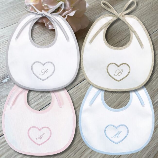 Bavaglino Neonato Personalizzato in Piquet con Cuore