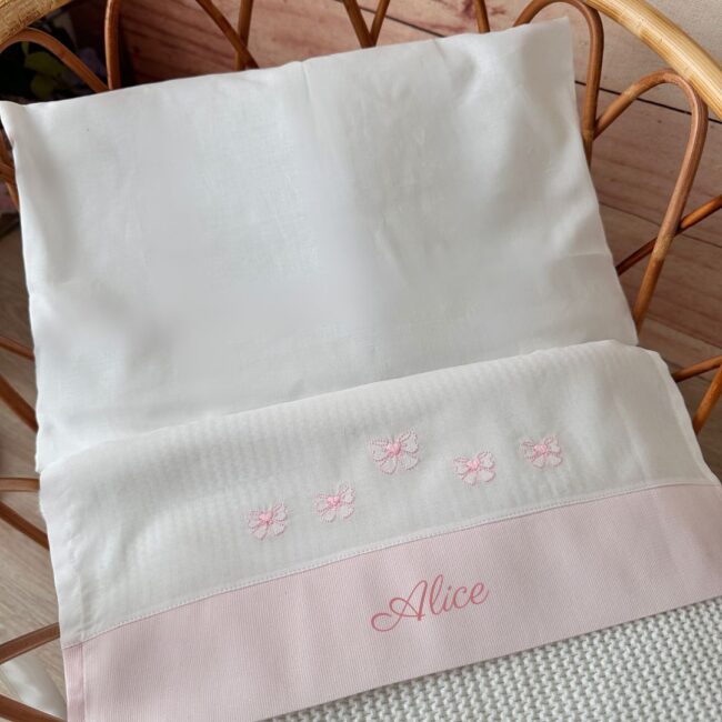 Lenzuolino neonato personalizzato Culla Fiocchetti in cinque colori