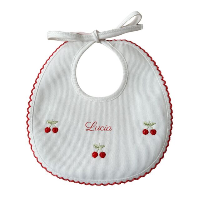 Bavaglino piquet Neonato Personalizzato Ciliegine