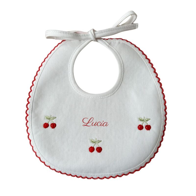 Bavaglino piquet Neonato Personalizzato Ciliegine