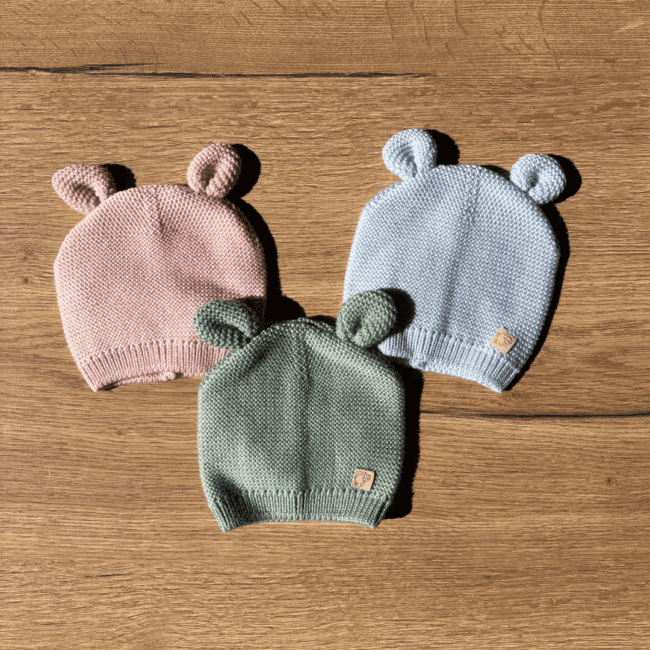 Cuffietta Teddy neonato in pura lana merino