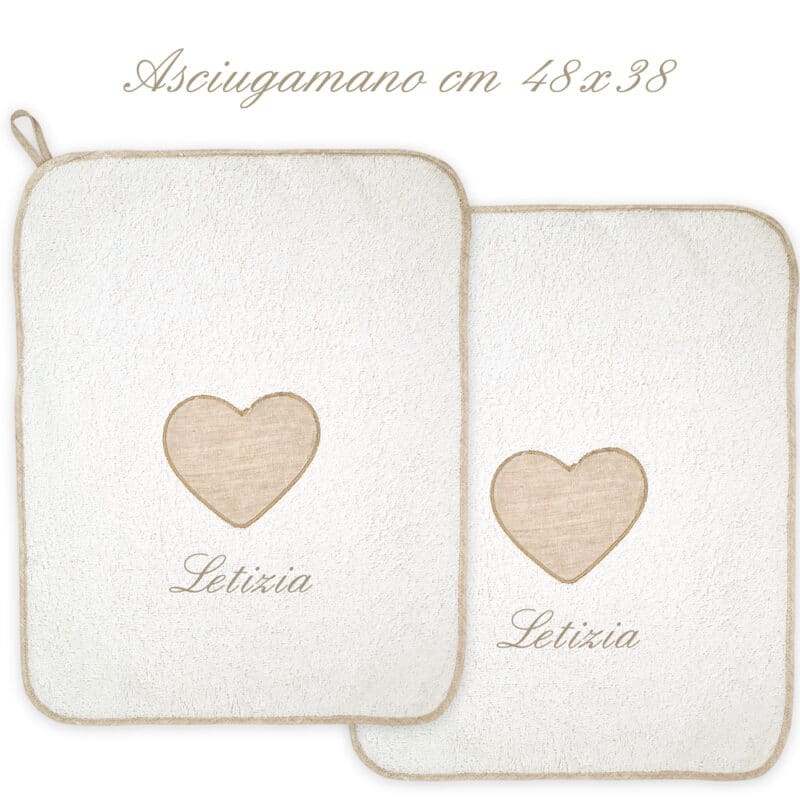 Set Asciugamani Asilo Personalizzati Cuore - immagine 3