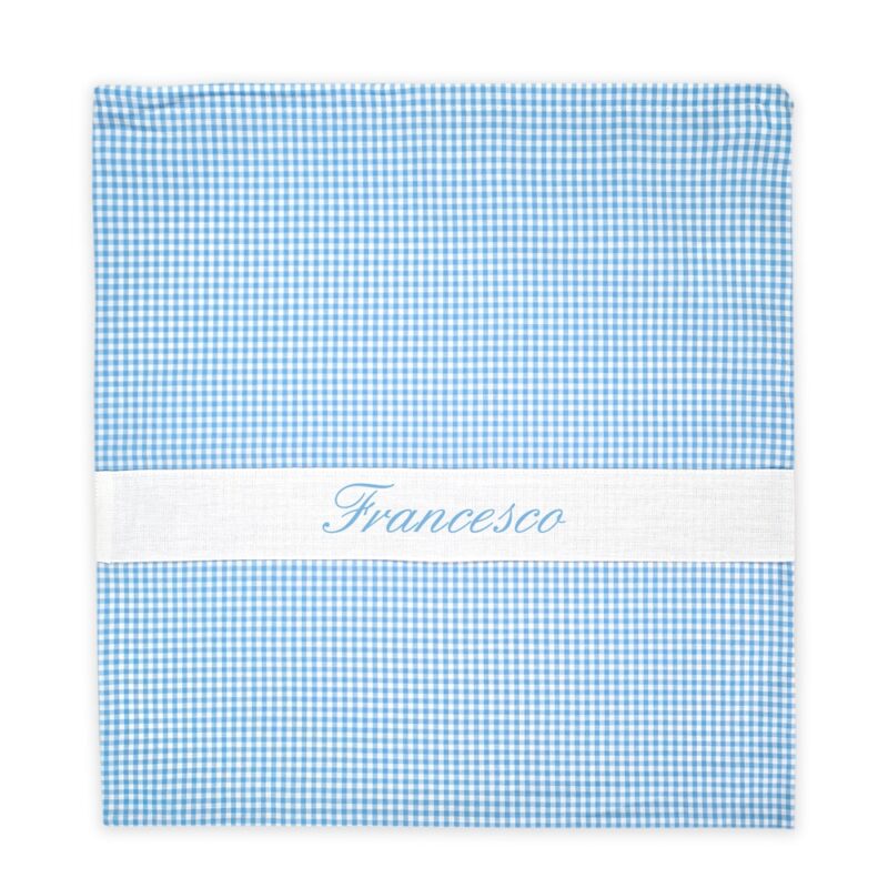 Sacca Corredino Personalizzata Vichy Azzurro - 2 pezzi - immagine 3