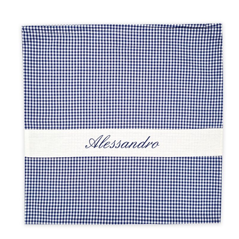 Sacca Corredino Personalizzata Vichy Blu- 2pz - immagine 3