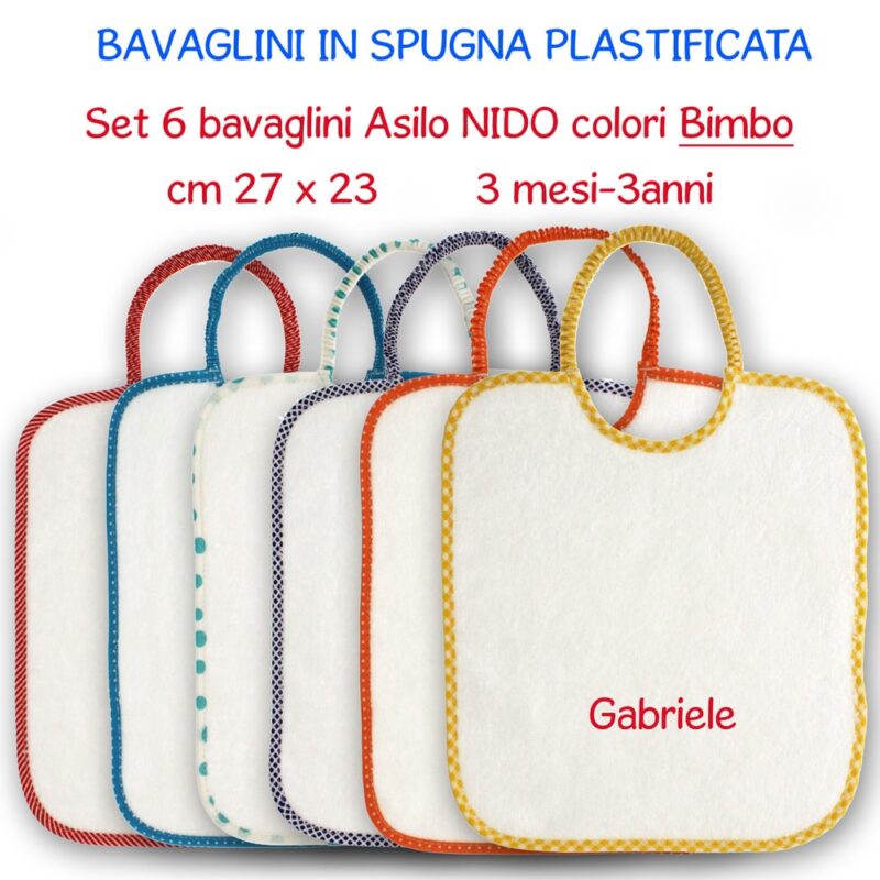 Bavaglini Plastificati Personalizzati Nido 6 pezzi- Bimbo - immagine 2