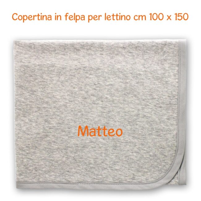 Coperta Lettino Personalizzata in Felpa Grigia