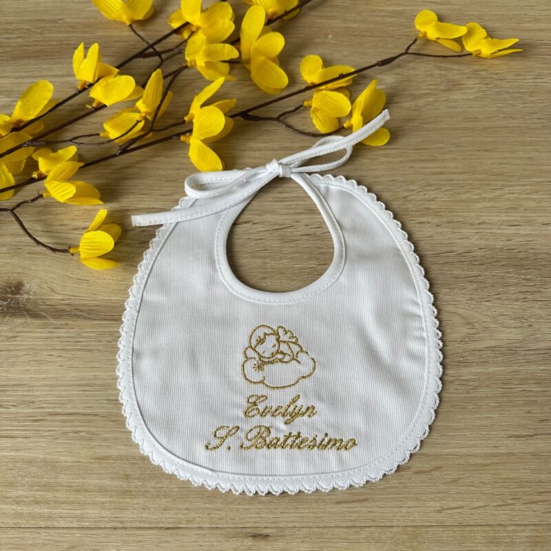 bavaglino battesimo angioletto oro