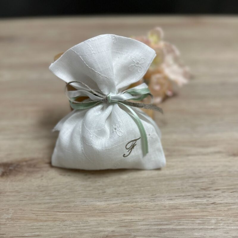 Sacchetti Bomboniere Personalizzate lino ricamato