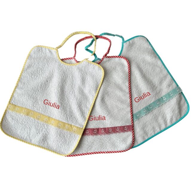 Set tre Bavaglini sangallo Personalizzati Asilo Nido Bimba