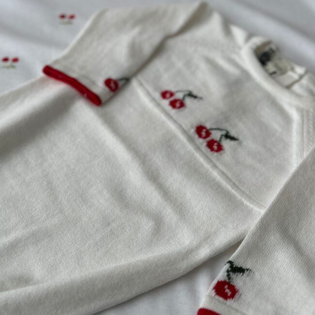 Tutina in filo neonato ciliegine puro cotone Bio