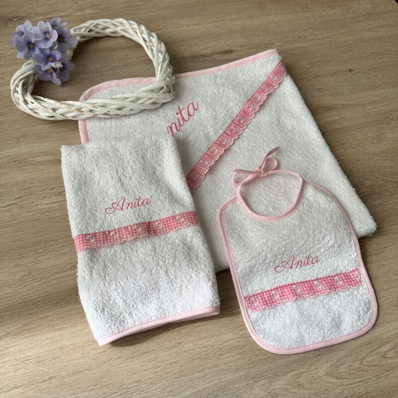 Set bagnetto personalizzato tre pezzi in spugna