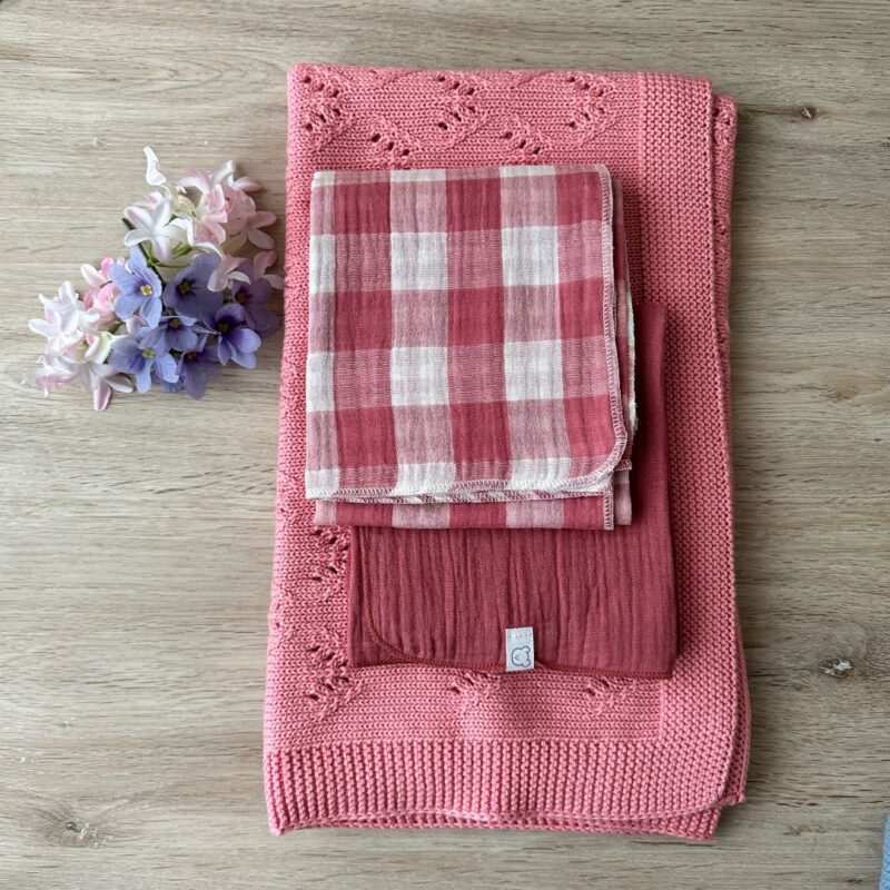 Set mussole in garza e copertina neonato in cotone