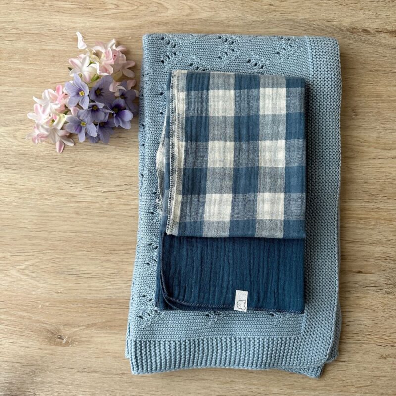 Set mussole in garza e copertina neonato in cotone