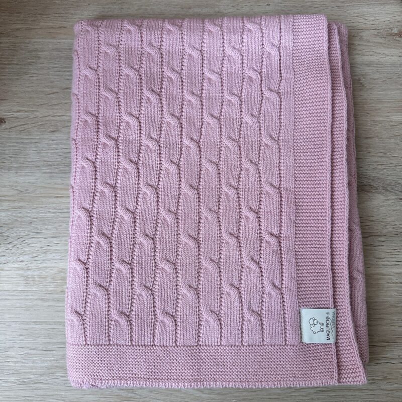 Copertina culla trecce in pura lana merino extrafine