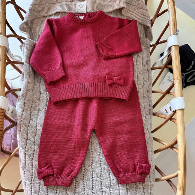 Completo fiocchi neonata in pura lana merino
