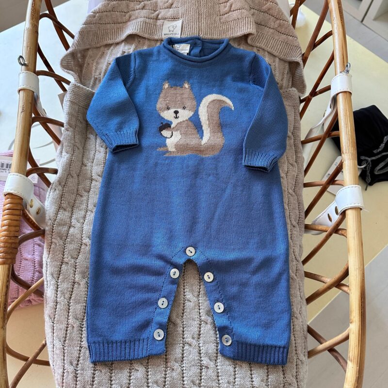 Tutina neonato in pura lana merino tema bosco