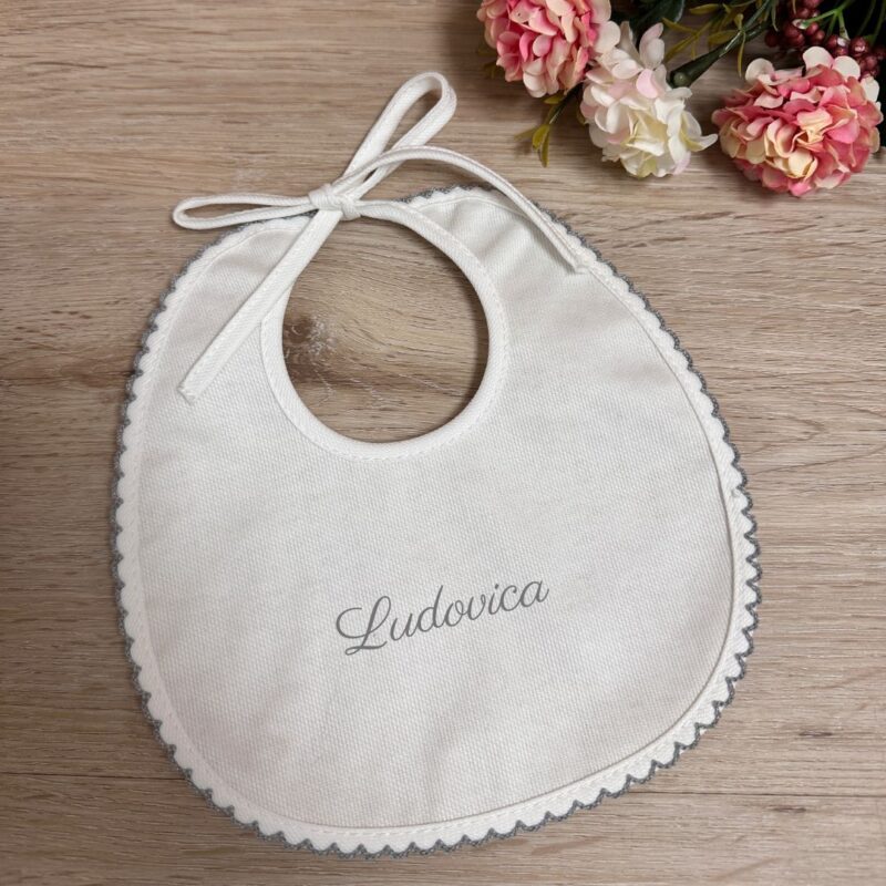 Bavaglino piquet neonato personalizzato croquette