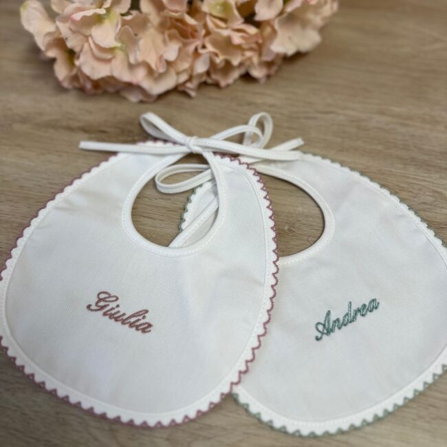 Bavaglino piquet neonato personalizzato croquette