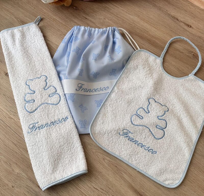 Set Asilo Personalizzato NIDO stampa Orsetti Azzurro