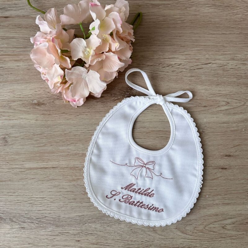 Bavaglino Battesimo fiocco Personalizzato