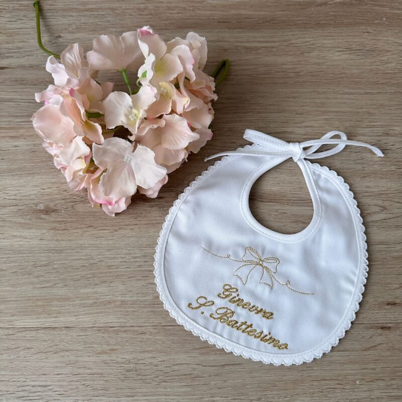 Bavaglino Battesimo fiocco Personalizzato