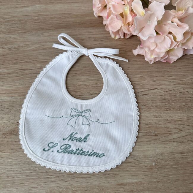 Bavaglino Battesimo fiocco Personalizzato