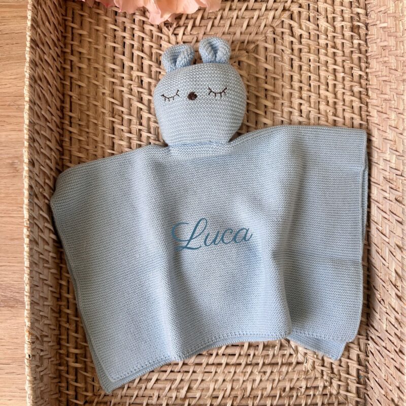 Dou dou in puro cotone personalizzato azzurro