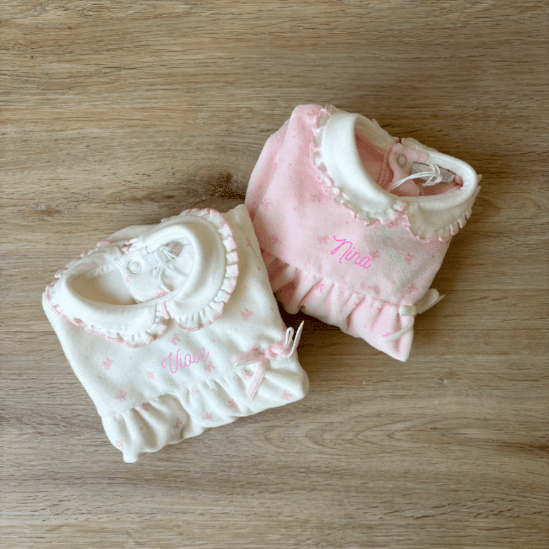 Tutina in ciniglia con Fiocchetti Coccodè Personalizzata